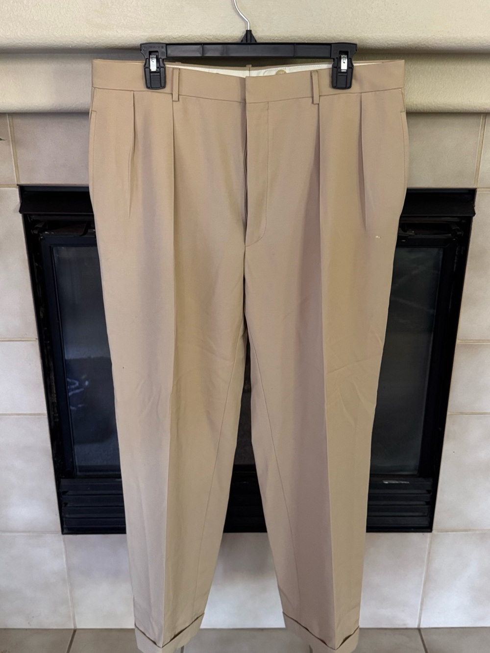 Vintage Polo Ralph Lauren 100% Virgin Wool Pleated Dress Pants Khaki 42R